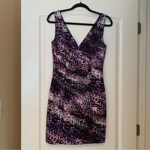 Guess body-con multi color purple dress, Sz 8